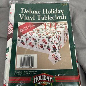 Vintage Christmas teddy bears in pajamas vinyl tablecloth